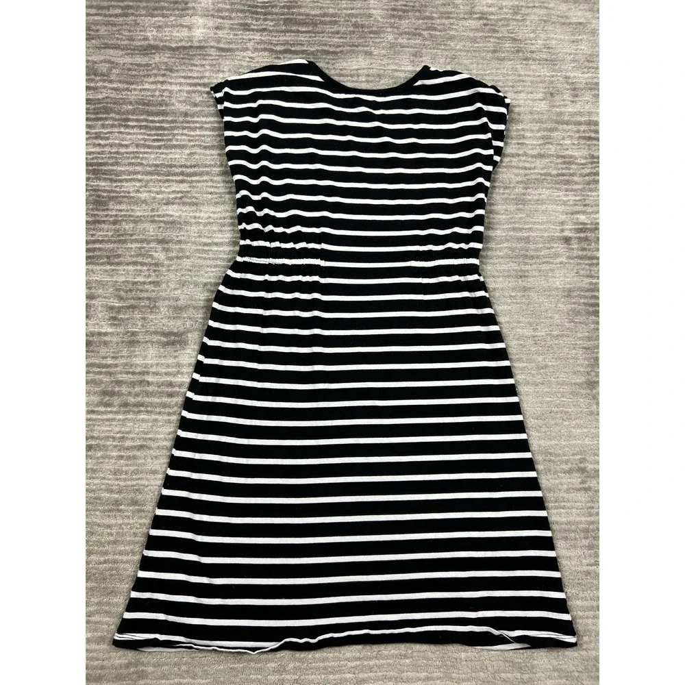 Old Navy Dress Girls XXL 18 Black and White Striped‎ Short Sleeve Elastic Waist